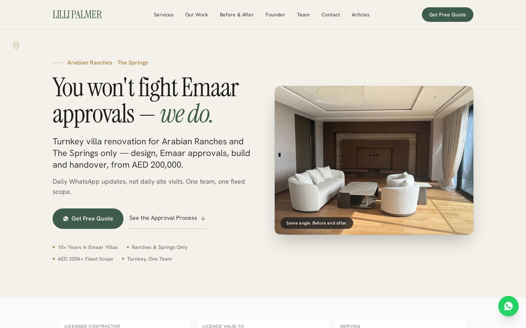 Homepage of the site built for Lilli Palmer Building Contracting