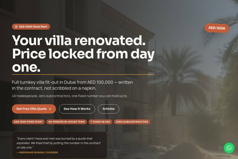 Homepage of lacasadesign.ae